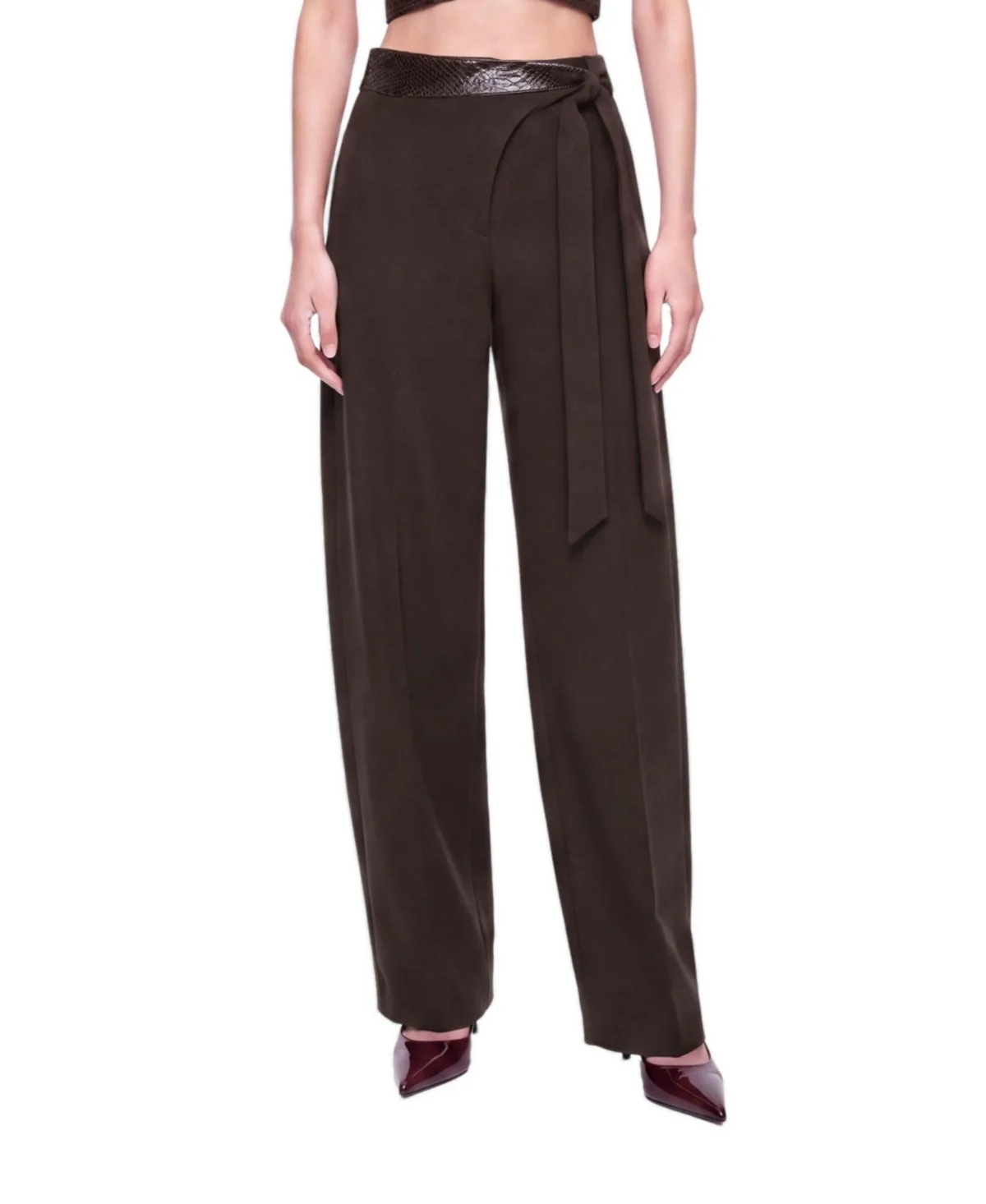 Tie Waist Wide Leg Trousers by Nocturne