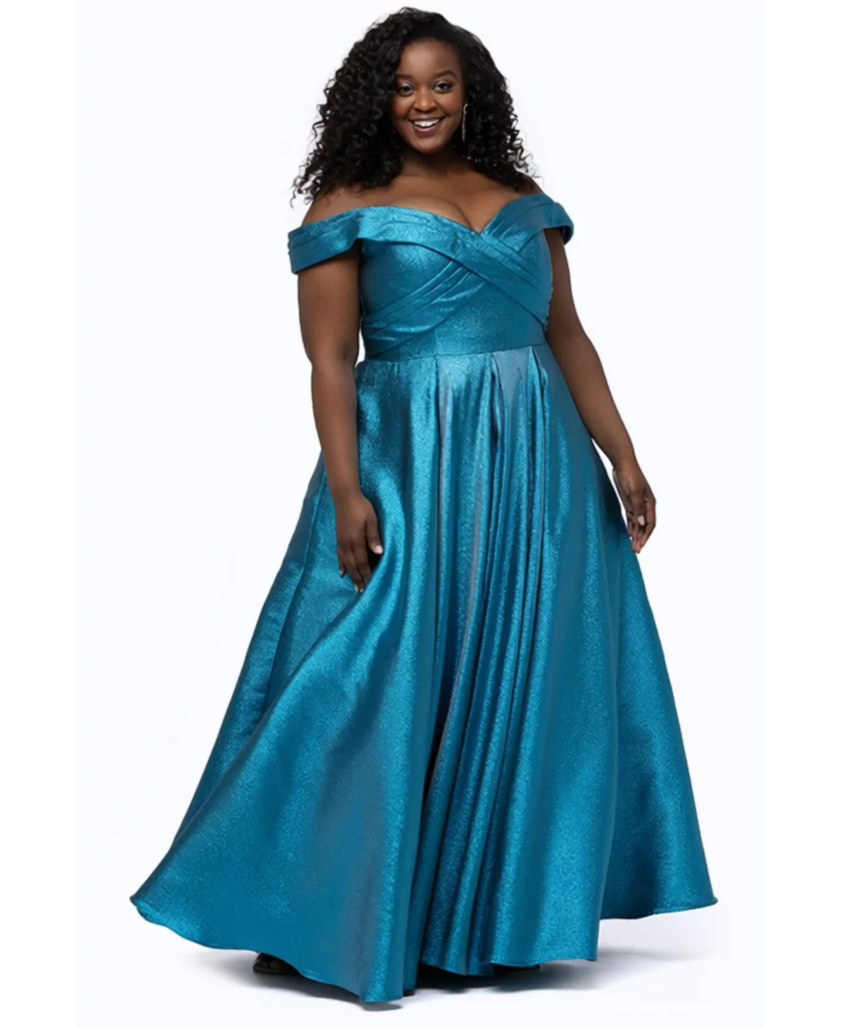 Pleated Off-the-Shoulder Formal Dress by Sydneys Closet