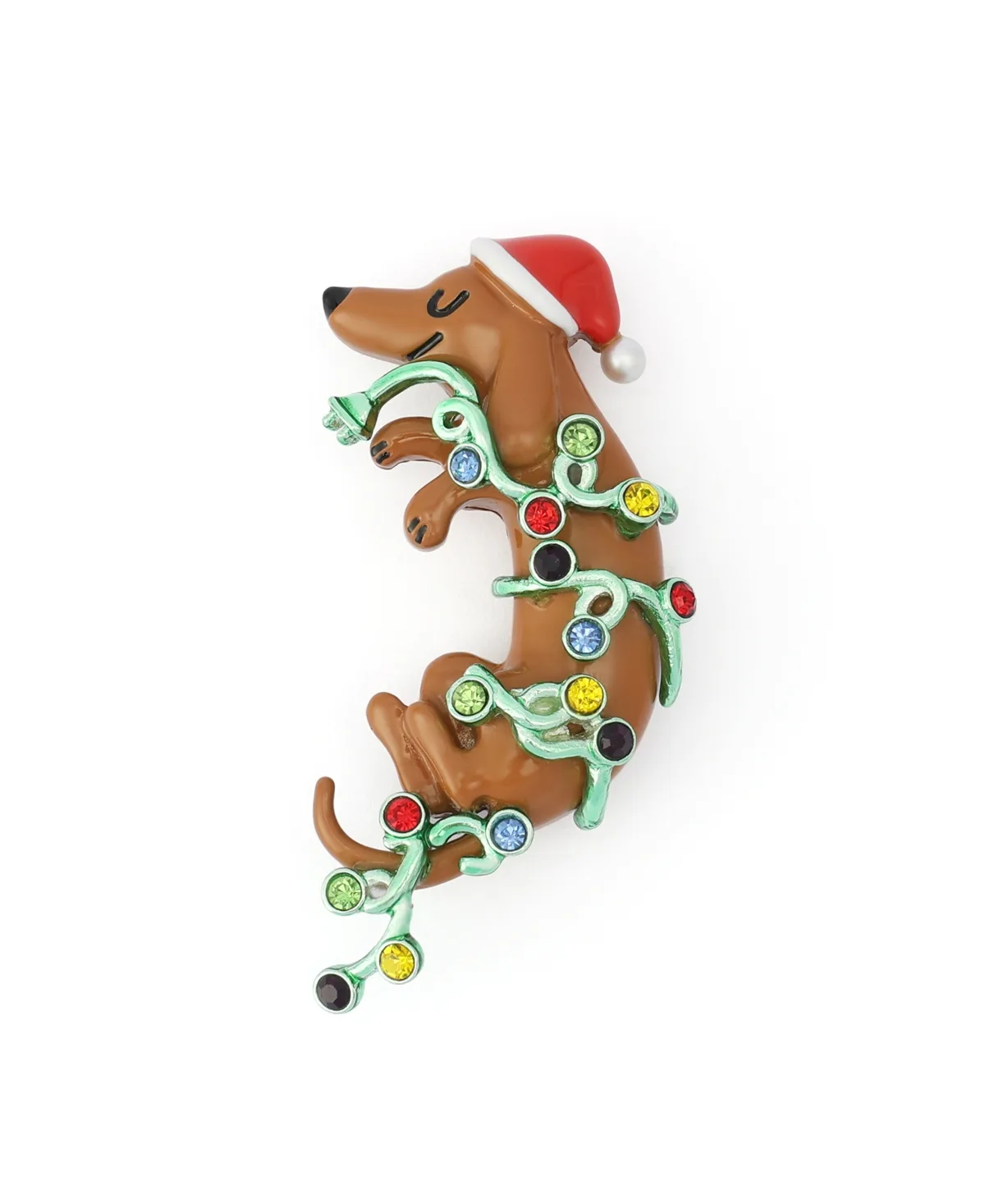 Glass Crystal Imitation Pearl Gold-Tone Dog Brooch by Betsey Johnson