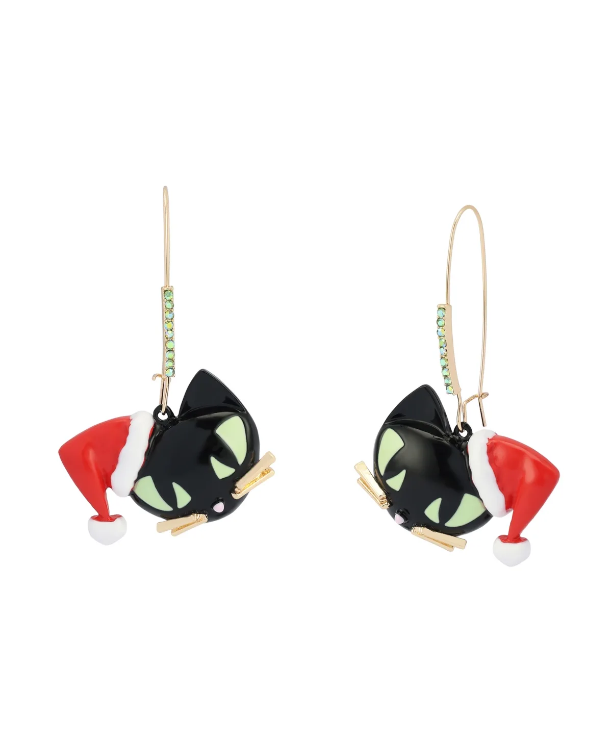 Glass Crystal Santa Cat Drop Earrings by Betsey Johnson