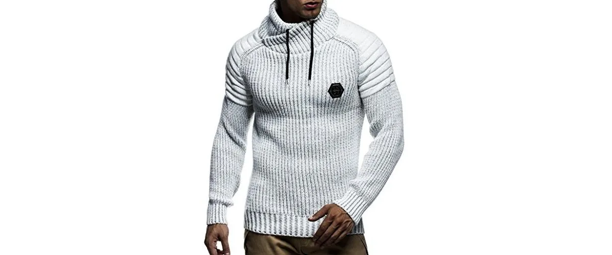 Knitted Winter Pullover with Shawl Collar Sweater Hoodie Sweatshirt Slim Fit Long Sleeve