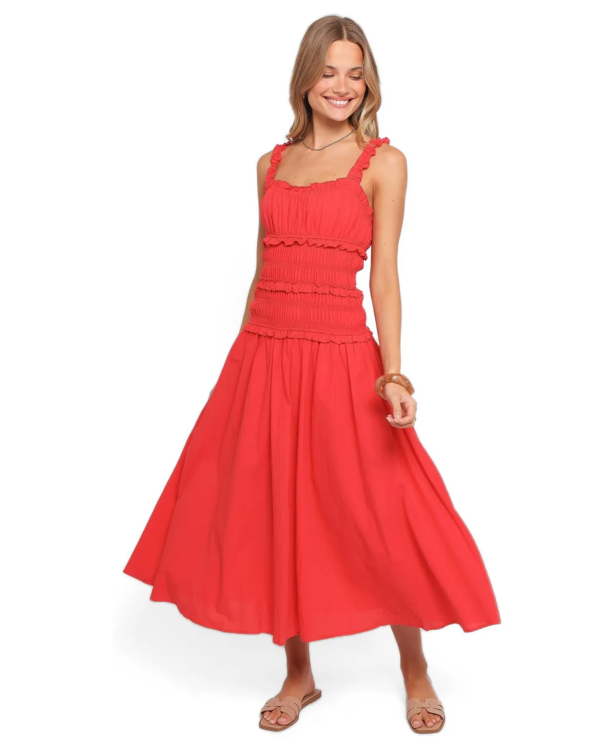 Enola Square Neck A-Line Midi Dress by Petal and Pup