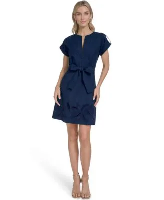 Embroidered V Neck Float Dress by Vince Camuto
