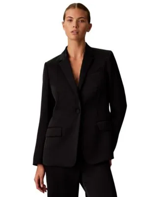 Slim Fit Notch Collar Satin Blazer by Calvin Klein