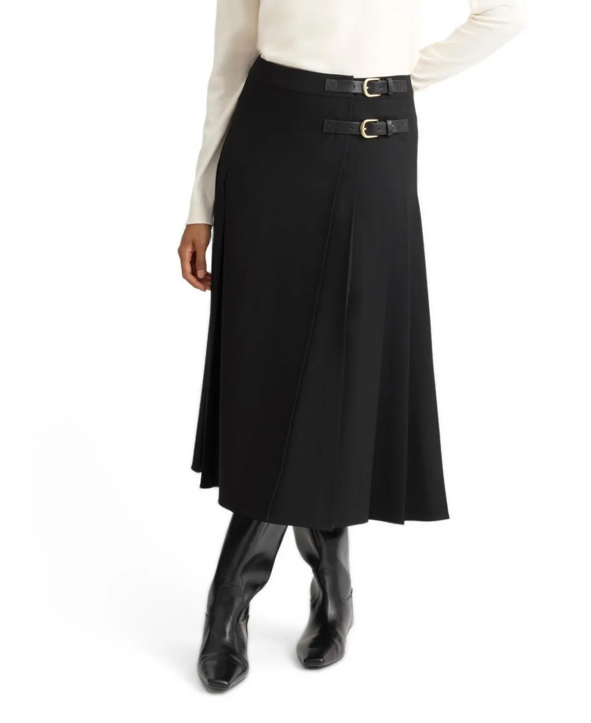 Pleated A-Line Midi Tailored Kilt by Albaray