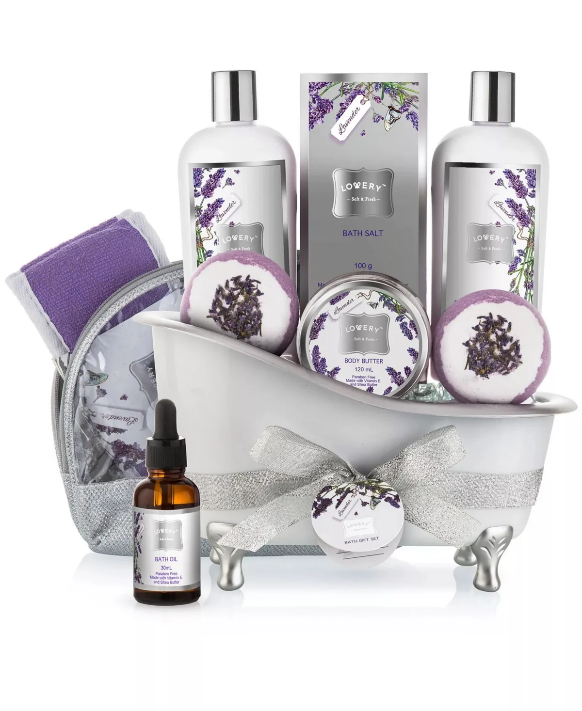 Lavender and Jasmine Spa Bath and Body Gift Set by Lovery