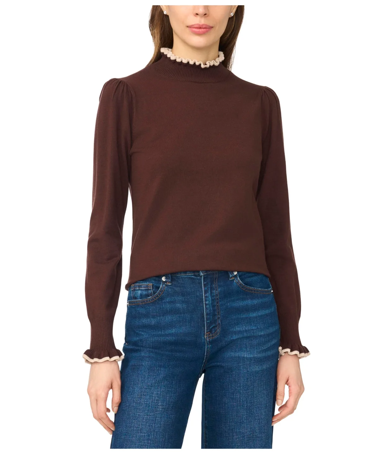 Ruffle Edge Long Sleeve Sweater by CeCe