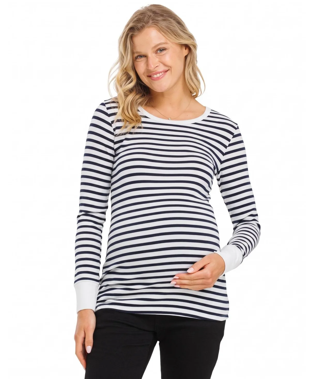 Maternity Crewneck Long-Sleeve T-Shirt by Hello Miz