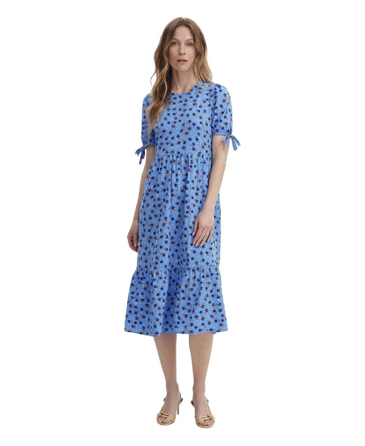 Jessa Tiered Short Sleeve Midi Dress by Finery London