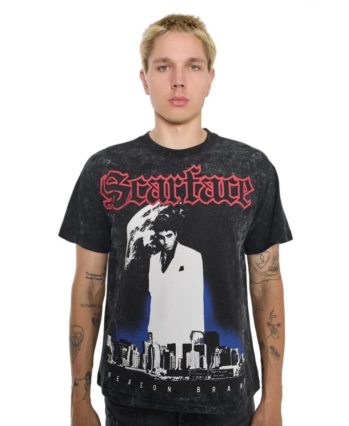 Scarface City Skyline Washed Short Sleeve T-Shirt by Reason