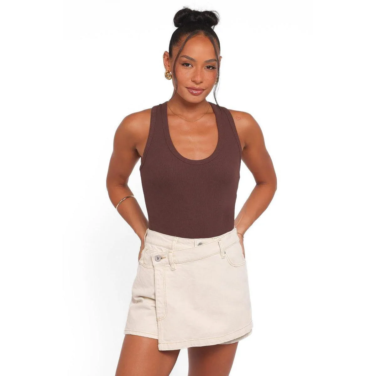 Miles Racerback Ribbed-Knit Tank Top by Petal and Pup
