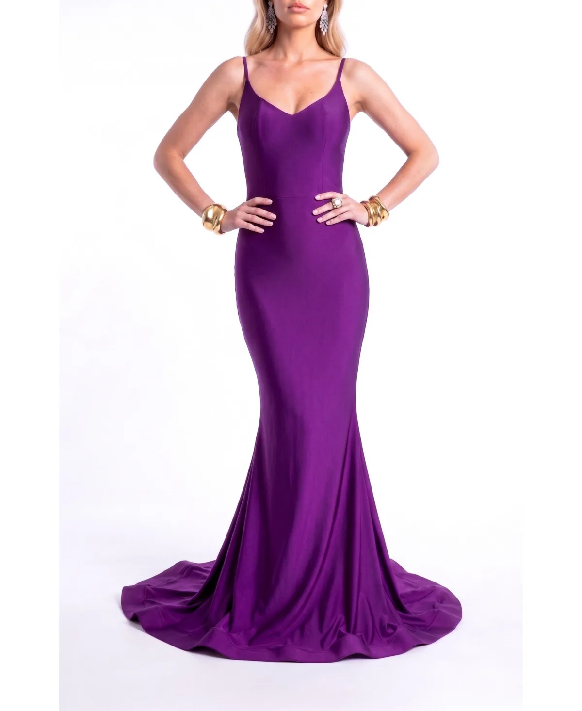 Open Back Pleated Sweetheart Mermaid Gown