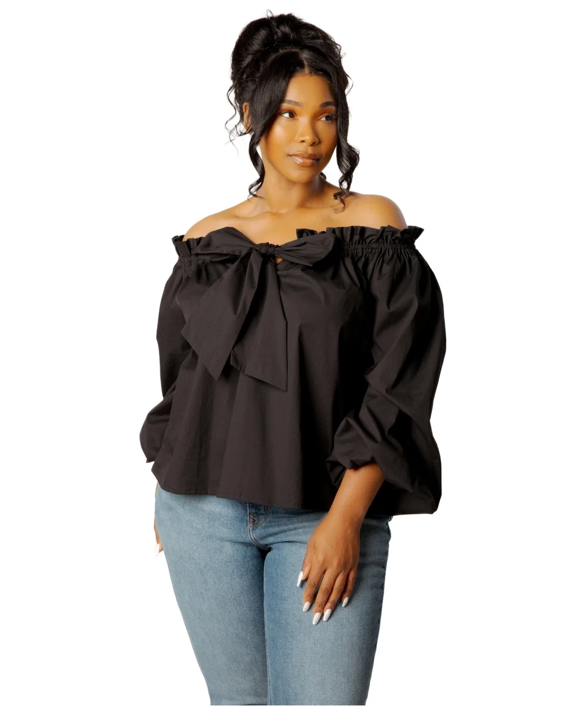 Off Shoulder Tie Blouse by Buxom Couture