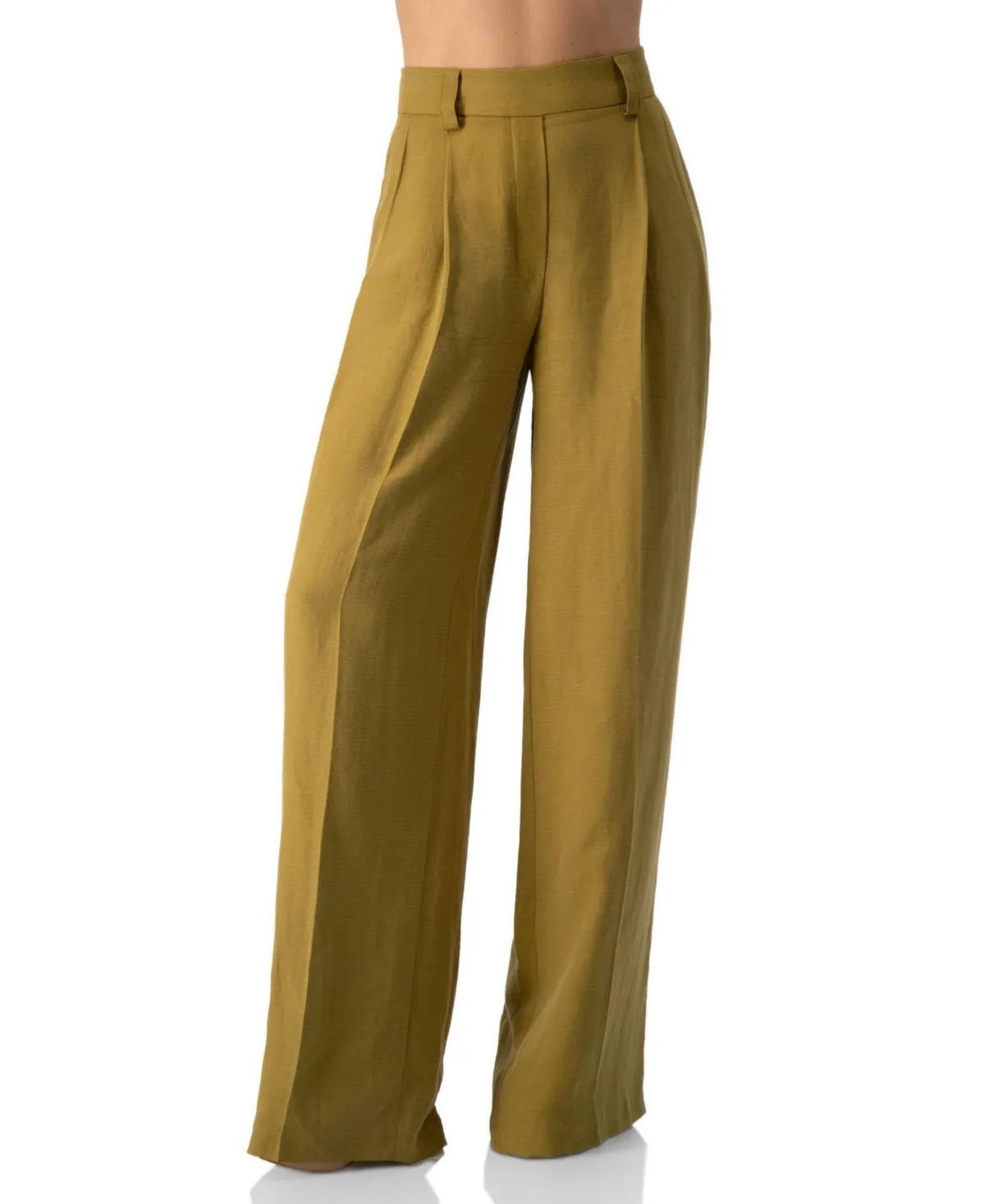 High-Waist Wide-Leg Pleated Trousers by Ivonne