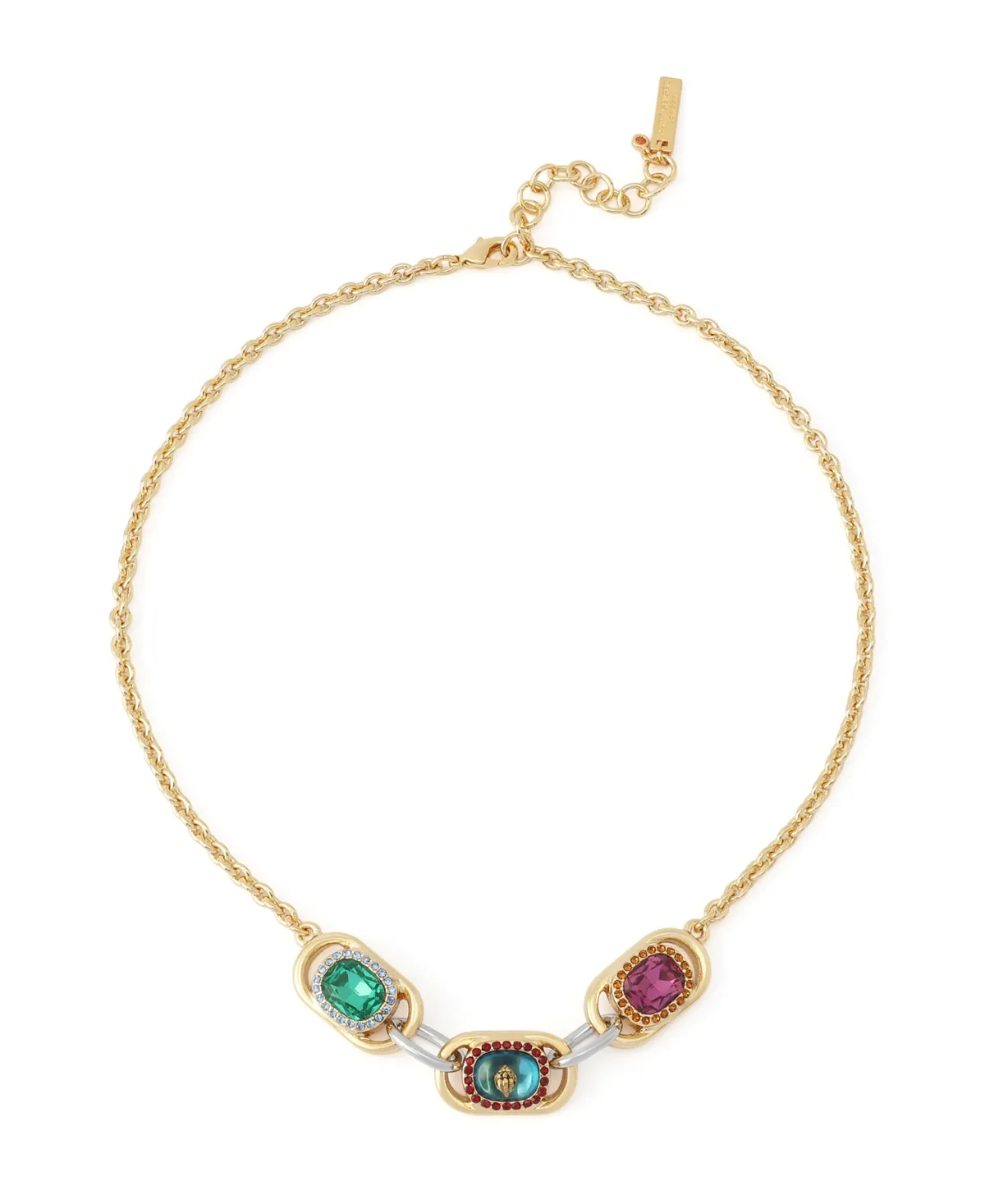 Glass Crystal Two-Tone Chain Necklace