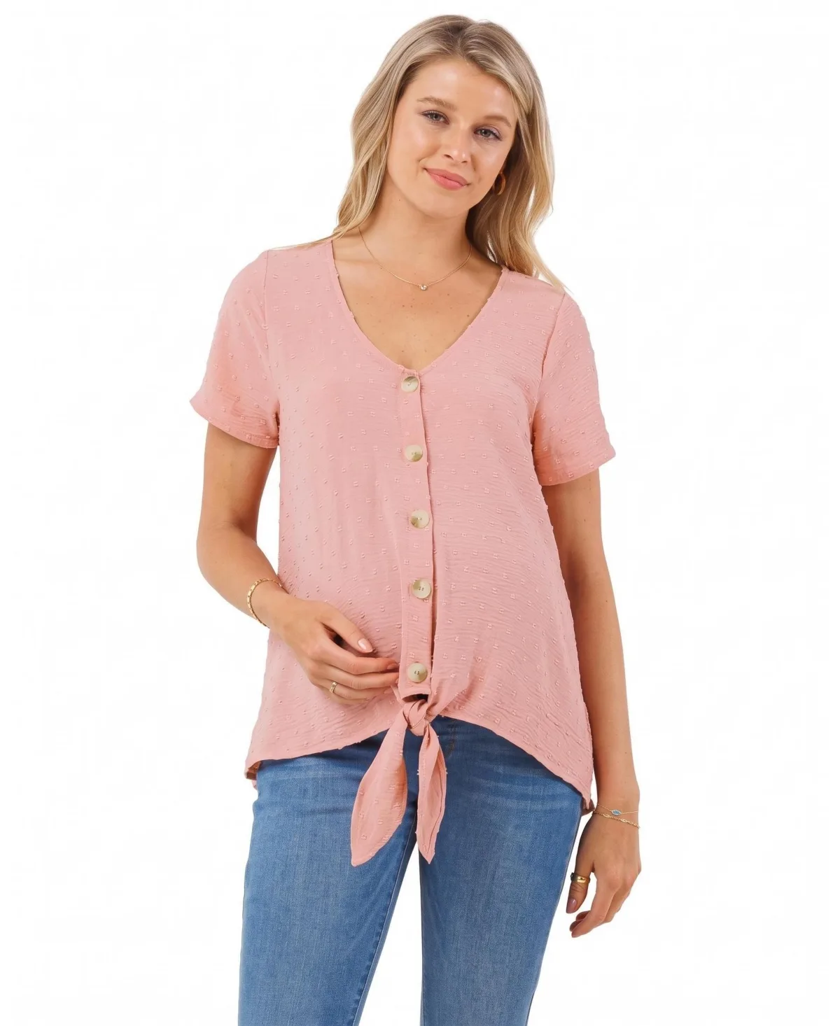 Maternity Nursing Swiss-Dot Button-Down Shirt by Hello Miz