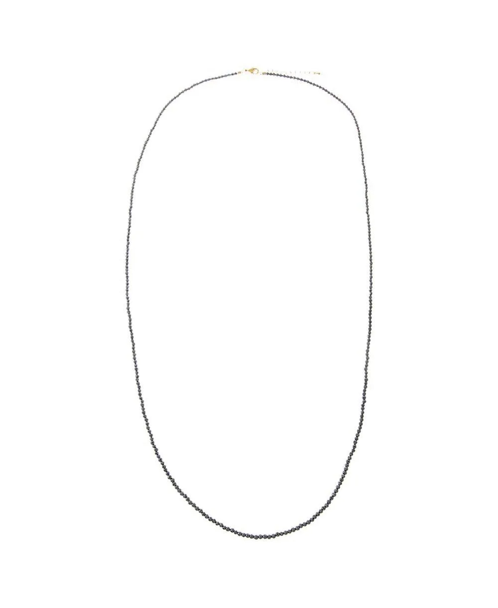 Hematite Beaded Chain Necklace 36" by By Adina Eden