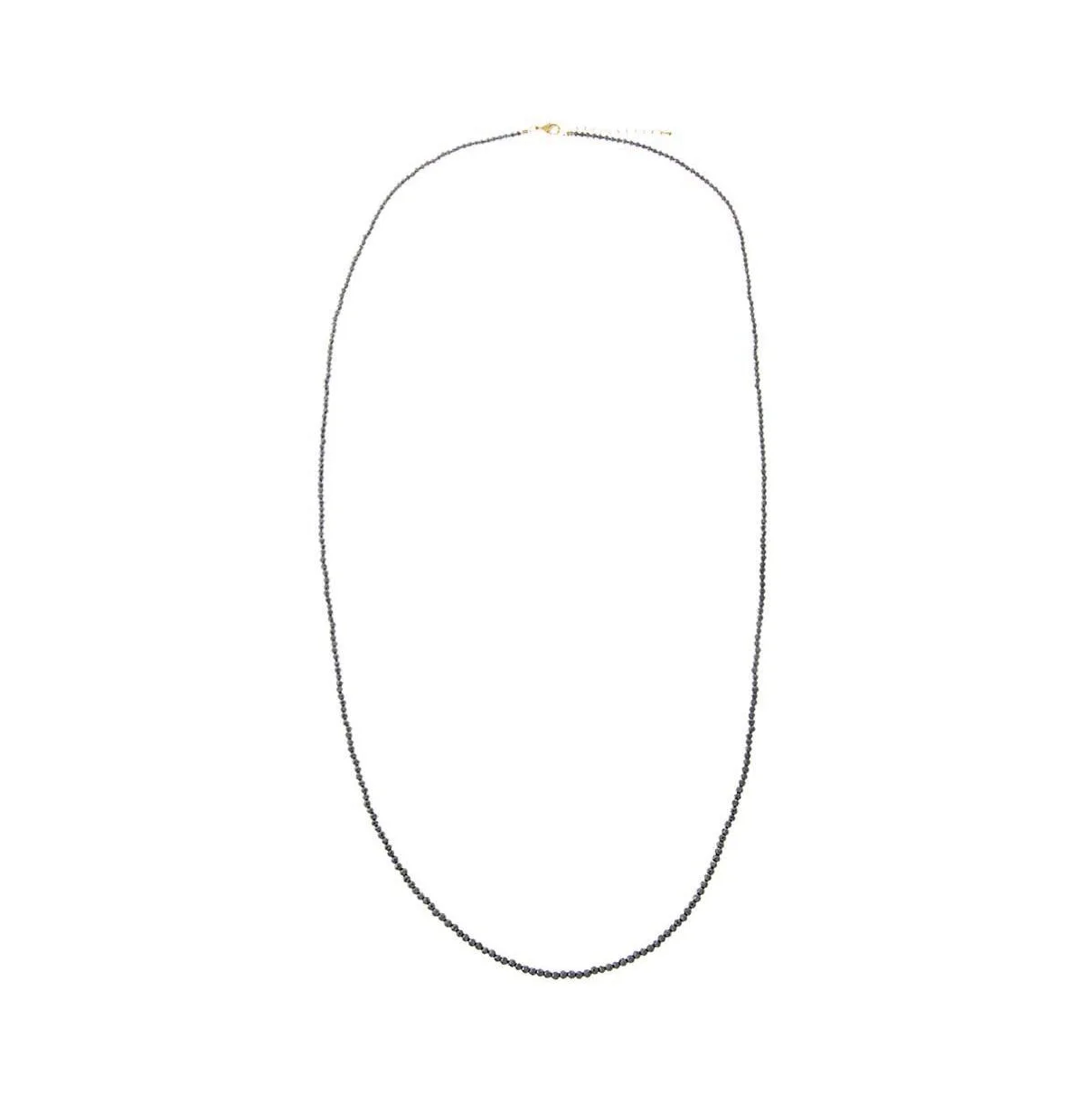Hematite Beaded Chain Necklace 36" by By Adina Eden