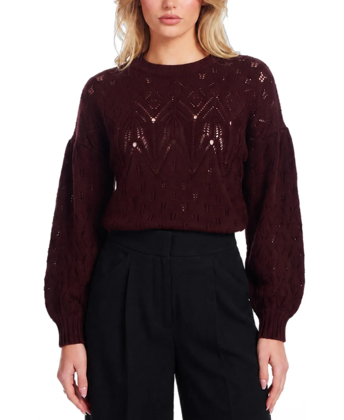 Bishop + Young Pointelle Crewneck Long-Sleeve Sweater by Bishop  Young