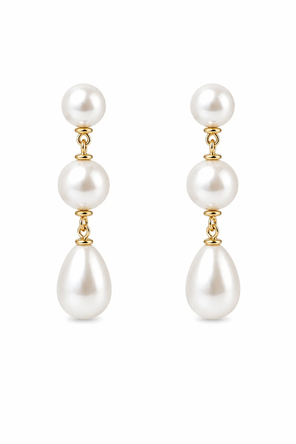 Imitation Pearl Studio Bride Triple Drop Earrings