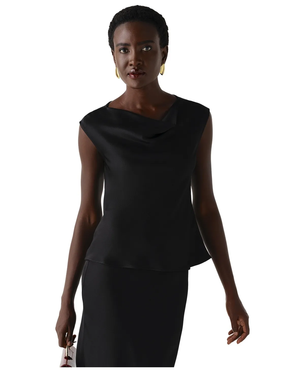 Aila Satin Cowl Neck Top
