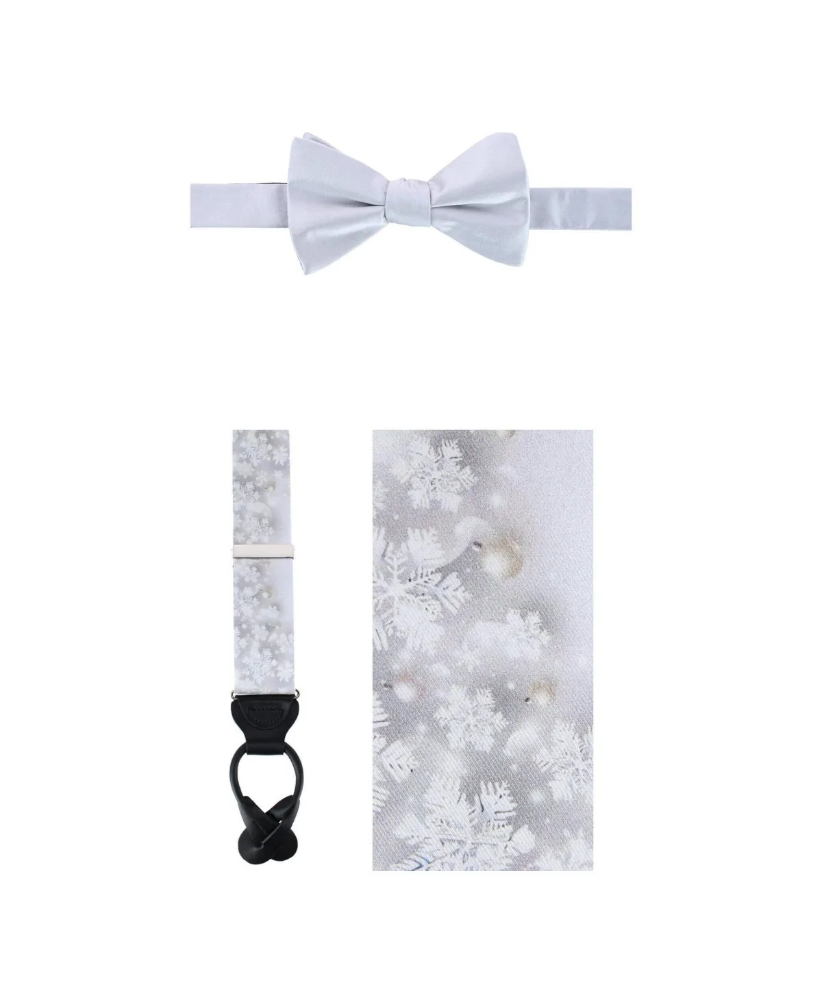 Jacks Frosty Winter Wonderland Silk Pre-Tied Adjustable Suspenders and Bow Tie, 2-Piece Set by Trafalgar