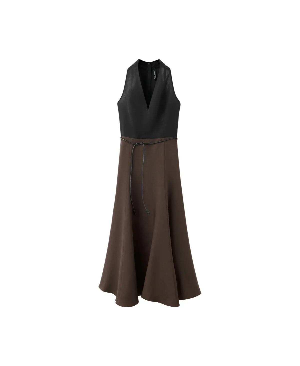 Bicolor A-Line Midi Sleeveless V-Neck Dress by Mango