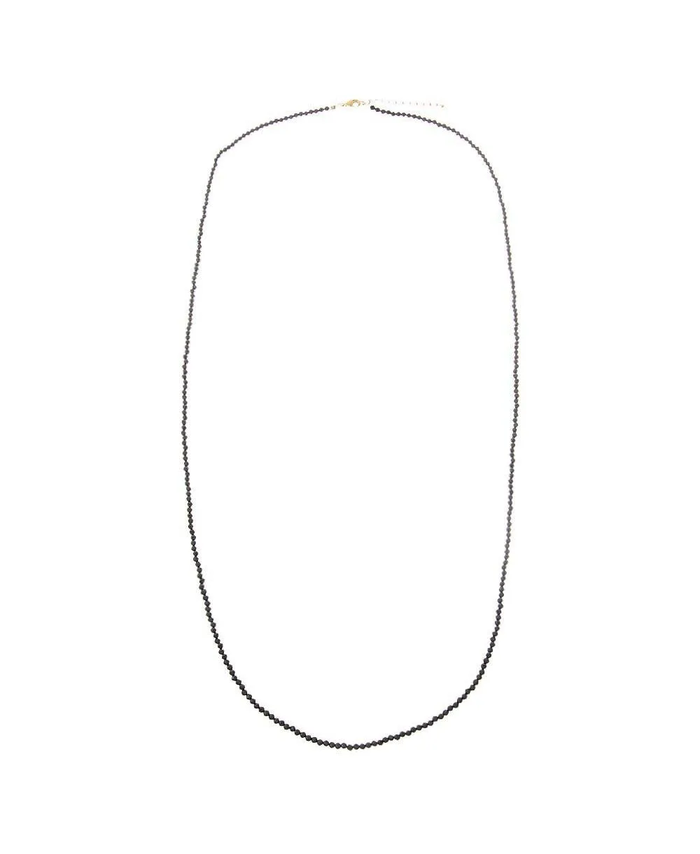 Onyx Beaded Chain Necklace 36" by By Adina Eden