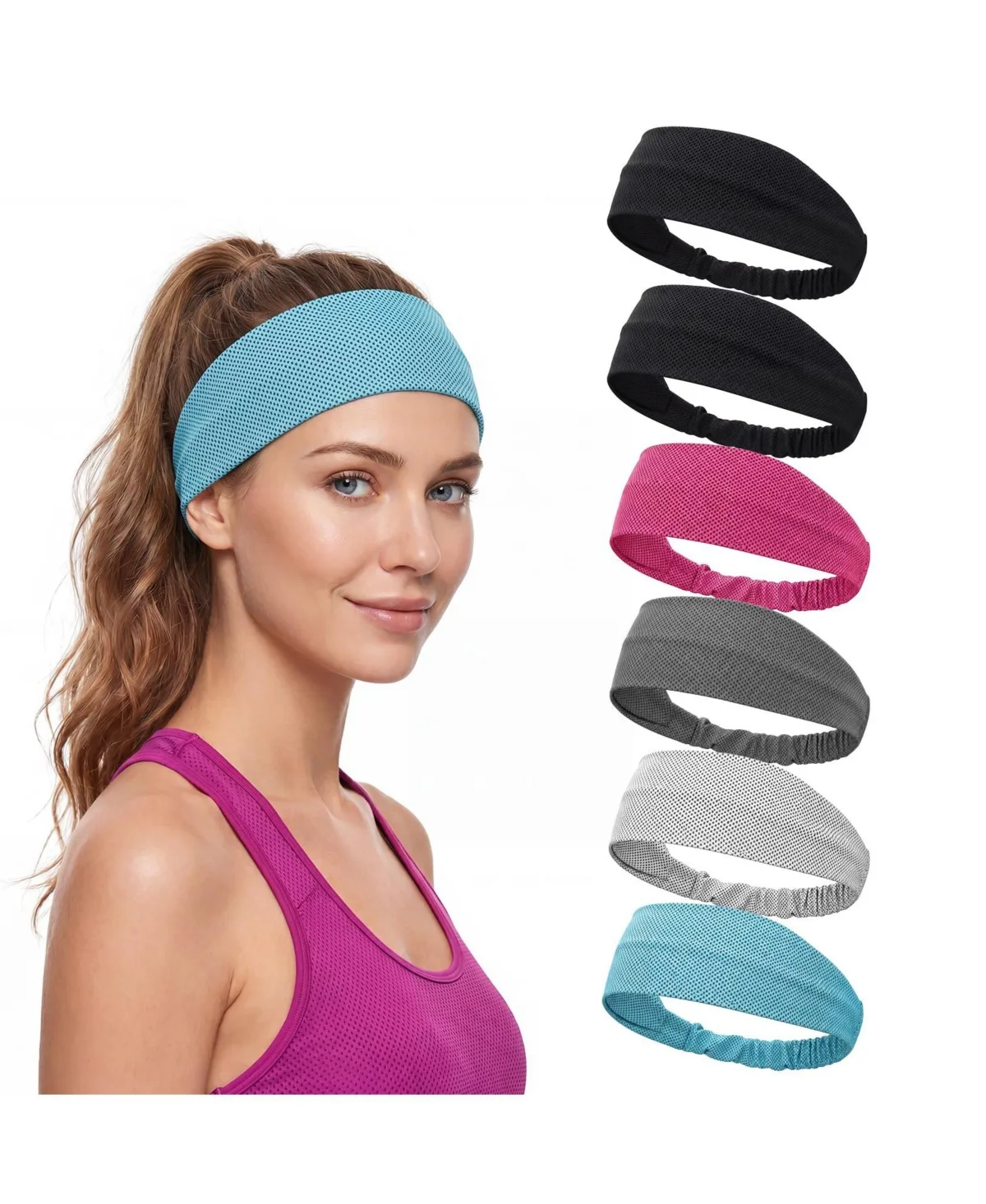 Cooling Moisture Wicking Non Slip Dual Layer Workout Headbands for Yoga Running Fitness by Peneyon
