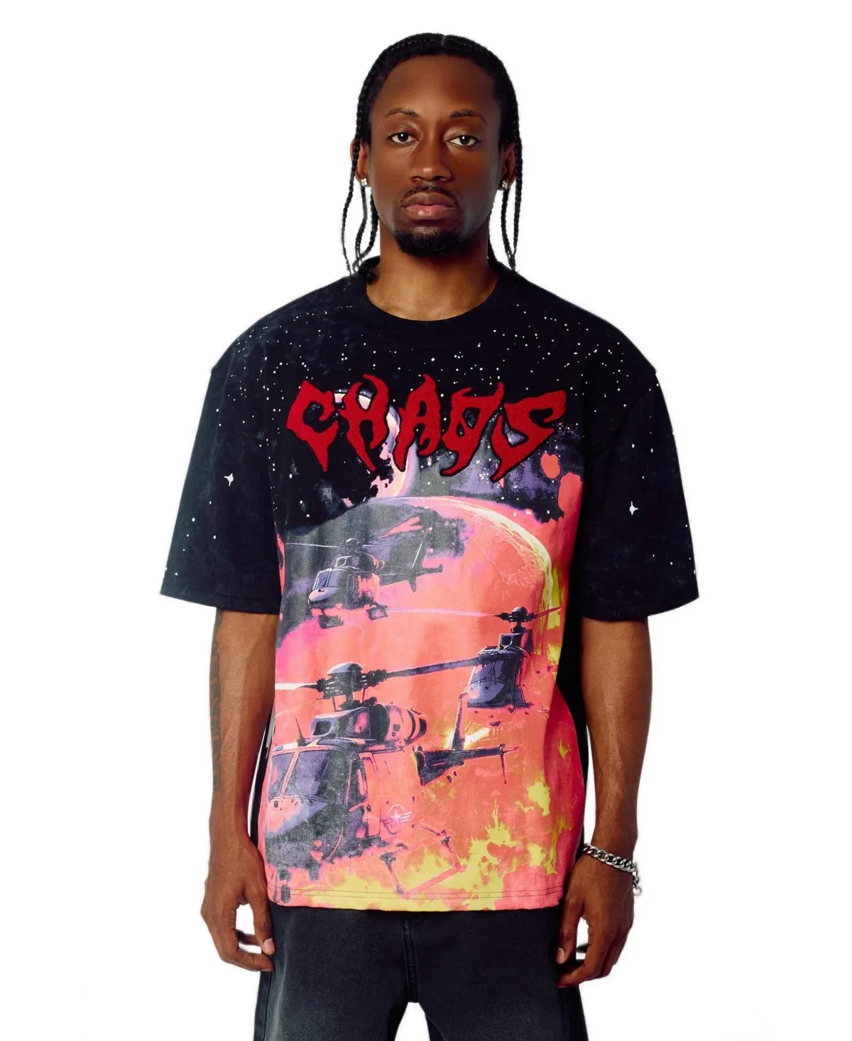 Chaos Chenille Patched Short Sleeve T-Shirt by Reason