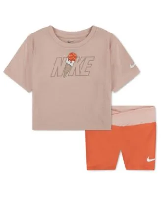Crewneck T Shirt Crossover Bike Shorts 2 Piece Set by Nike