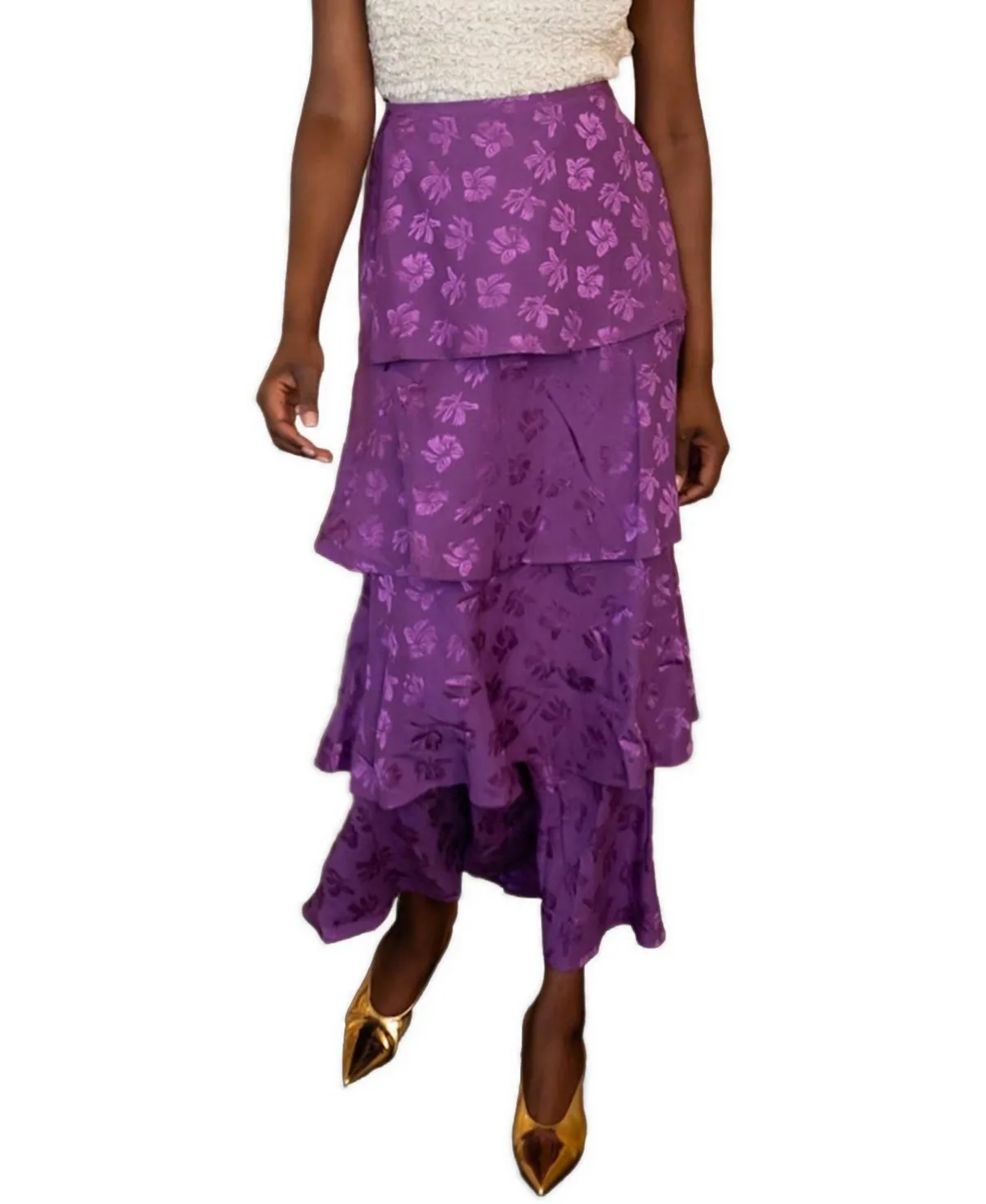 Brenda Tiered High-Waisted Midi Skirt by Eddy