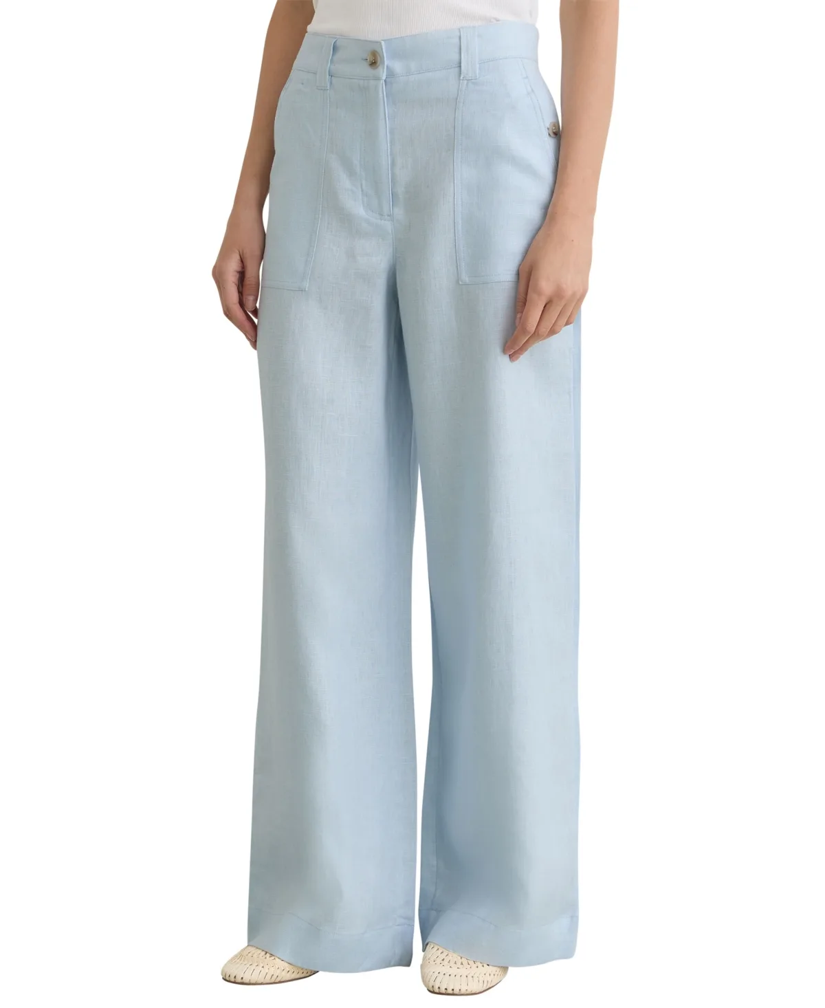 Ashby High-Waisted Wide-Leg Linen Pants by Reiss