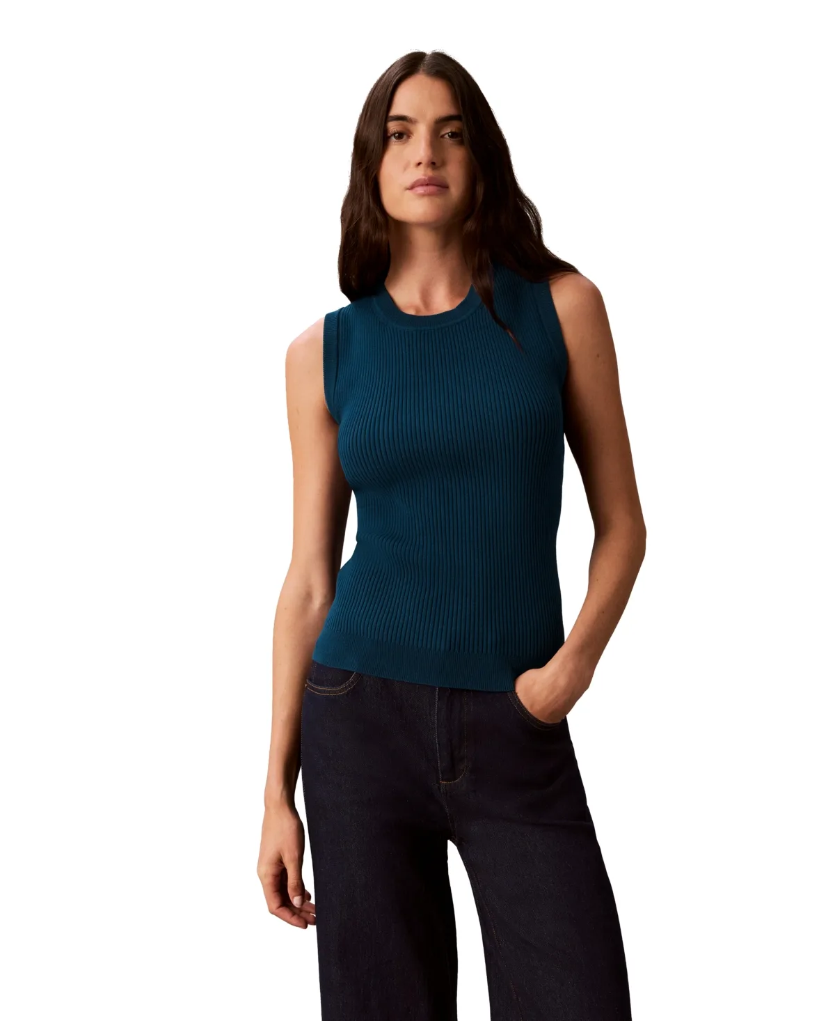 Ribbed Sleeveless Tank by Calvin Klein