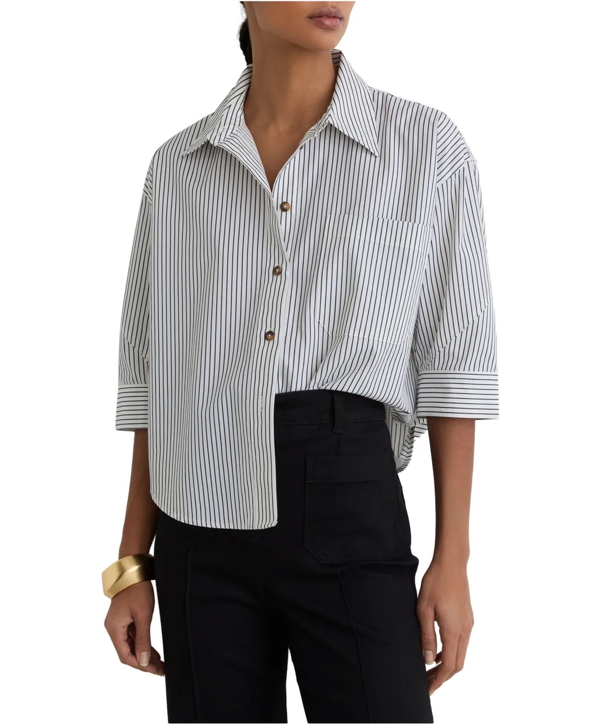 Saoirse Cropped Cotton Stripe Shirt