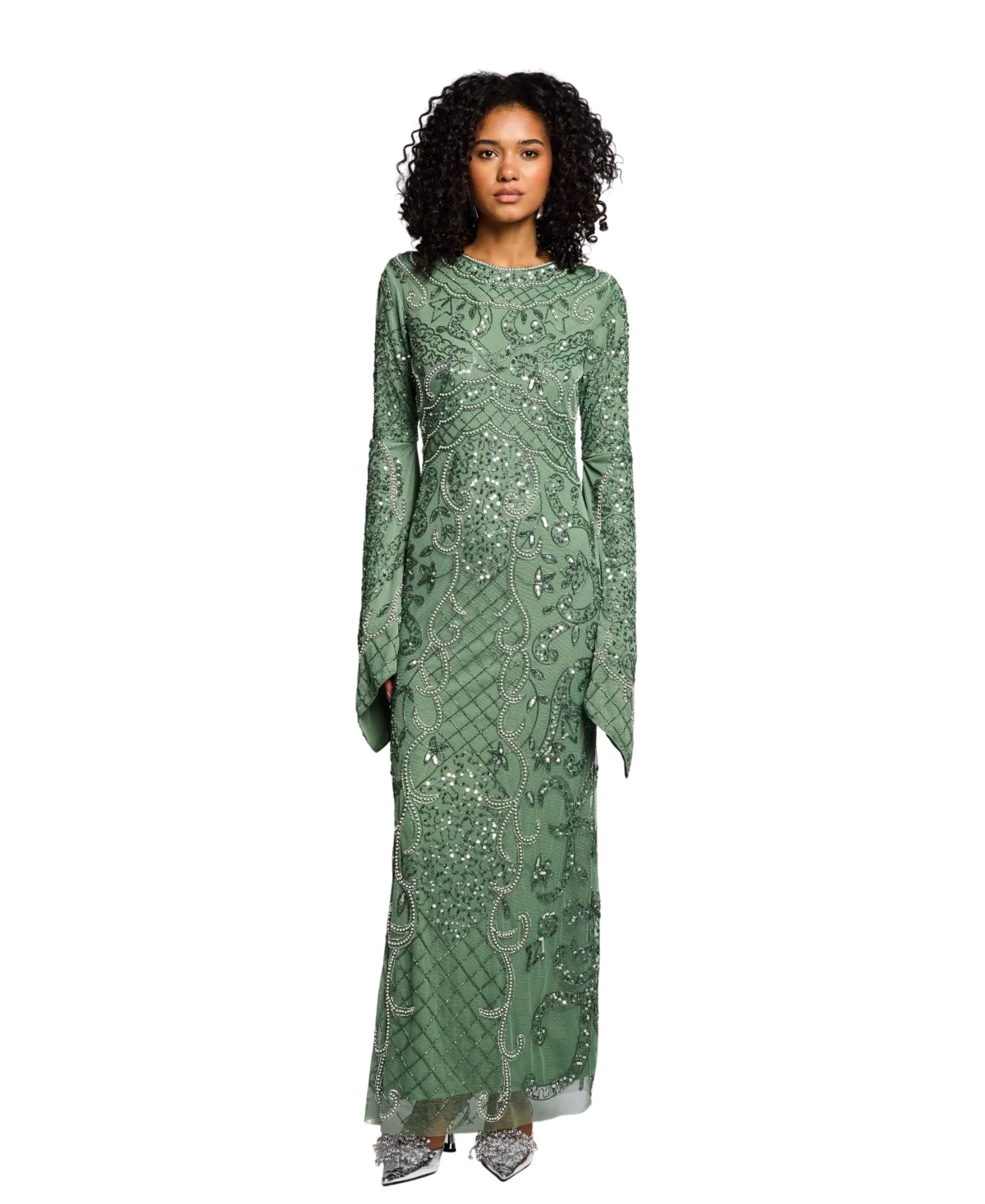 Embellished Long-Sleeve Maxi Dress by Maryisa