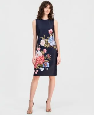 Floral Print Sleeveless Sheath Dress by Anne Klein