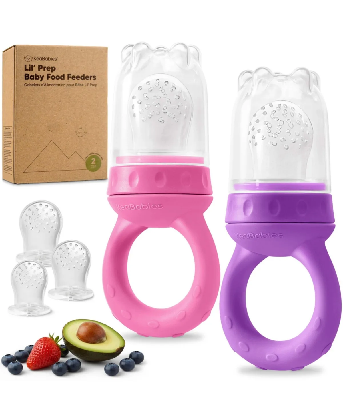 2-Pack Prep Baby Food Feeder, Bpa-Free Silicone Baby Fruit Feeder for Teething, 6-12 Months Blw Feeding Essentials by Keababies