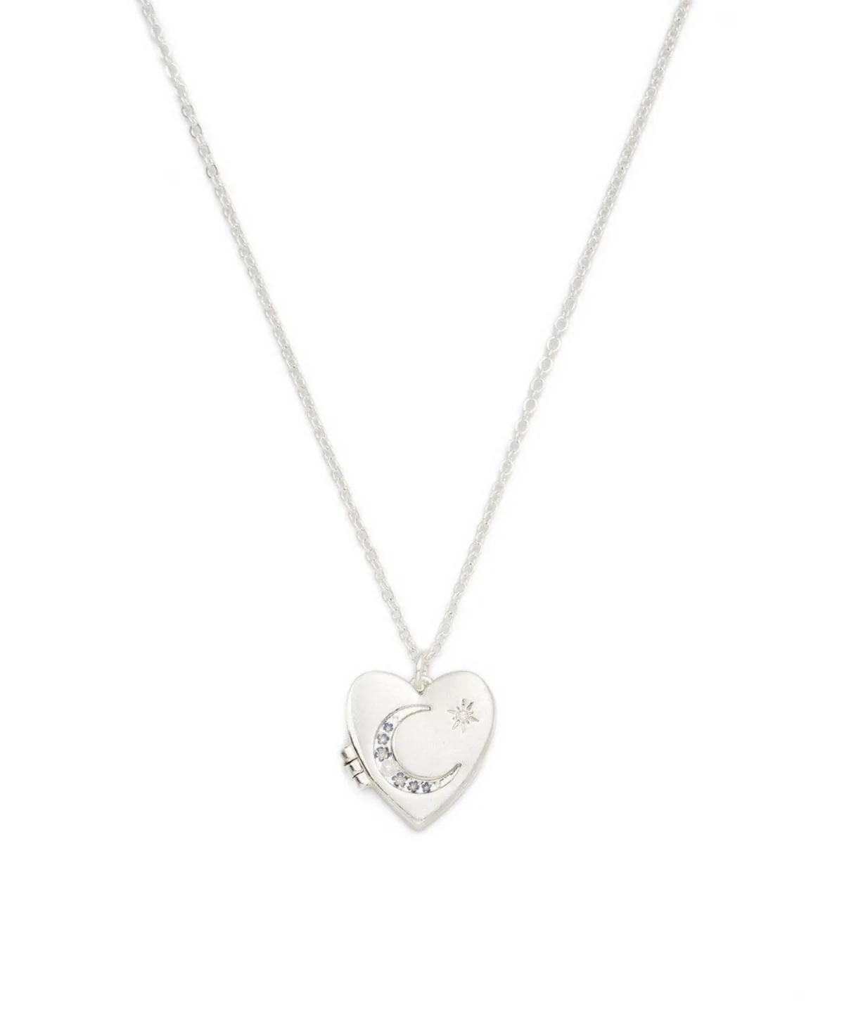 Selene Moon and Periwinkle Locket Necklace in Silver by Fable England