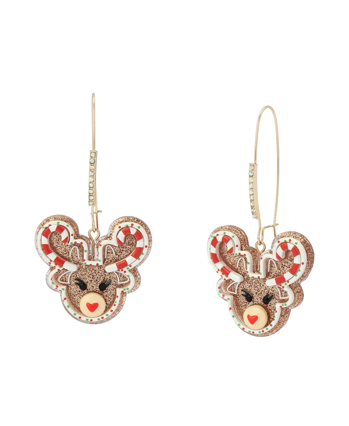 Gold-Tone Glass Crystal Reindeer Dangle Earrings by Betsey Johnson