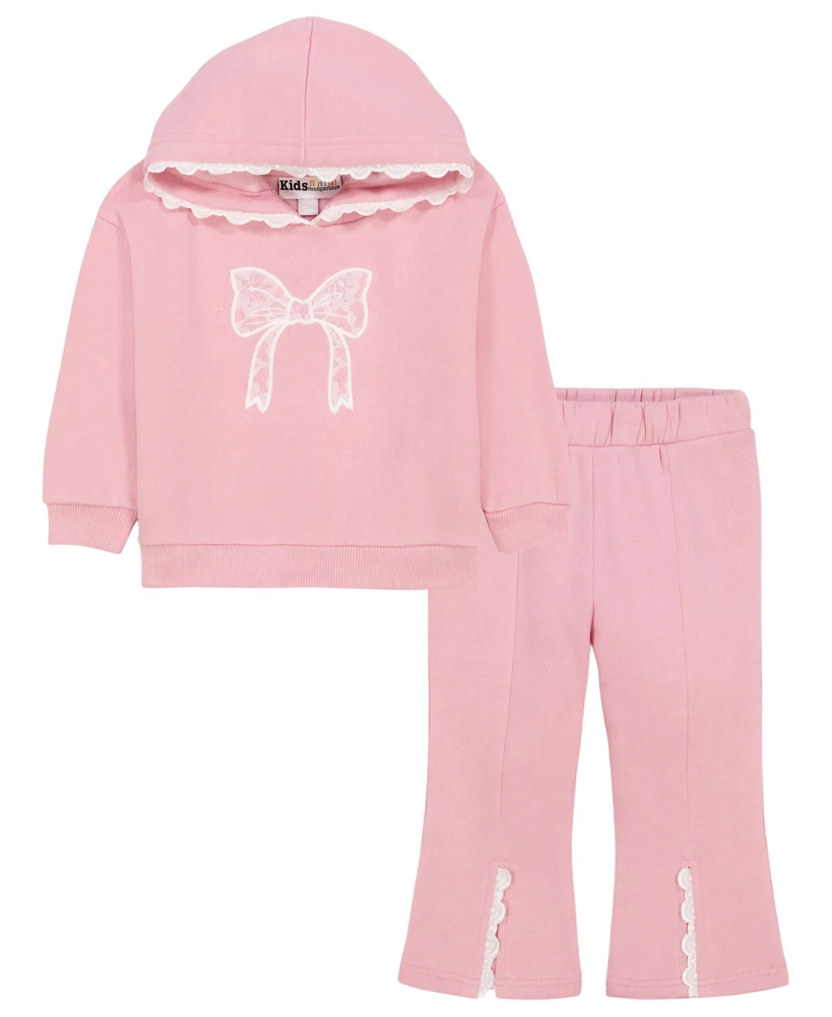 Hooded Flare-Leg Eyelet-Trim Hoodie and Pants, 2-Piece Set by Kids Headquarters
