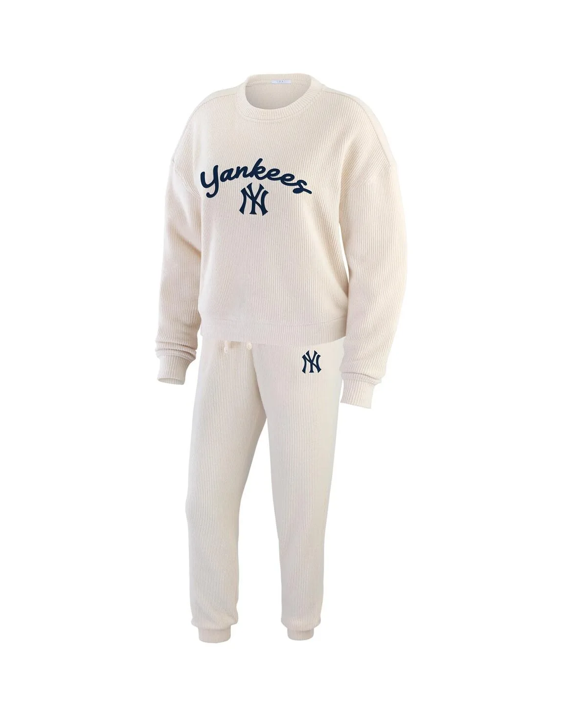 New York Yankees Rib-Knit Long Sleeve T-Shirt Pants Lounge Set by Wear by Erin Andrews