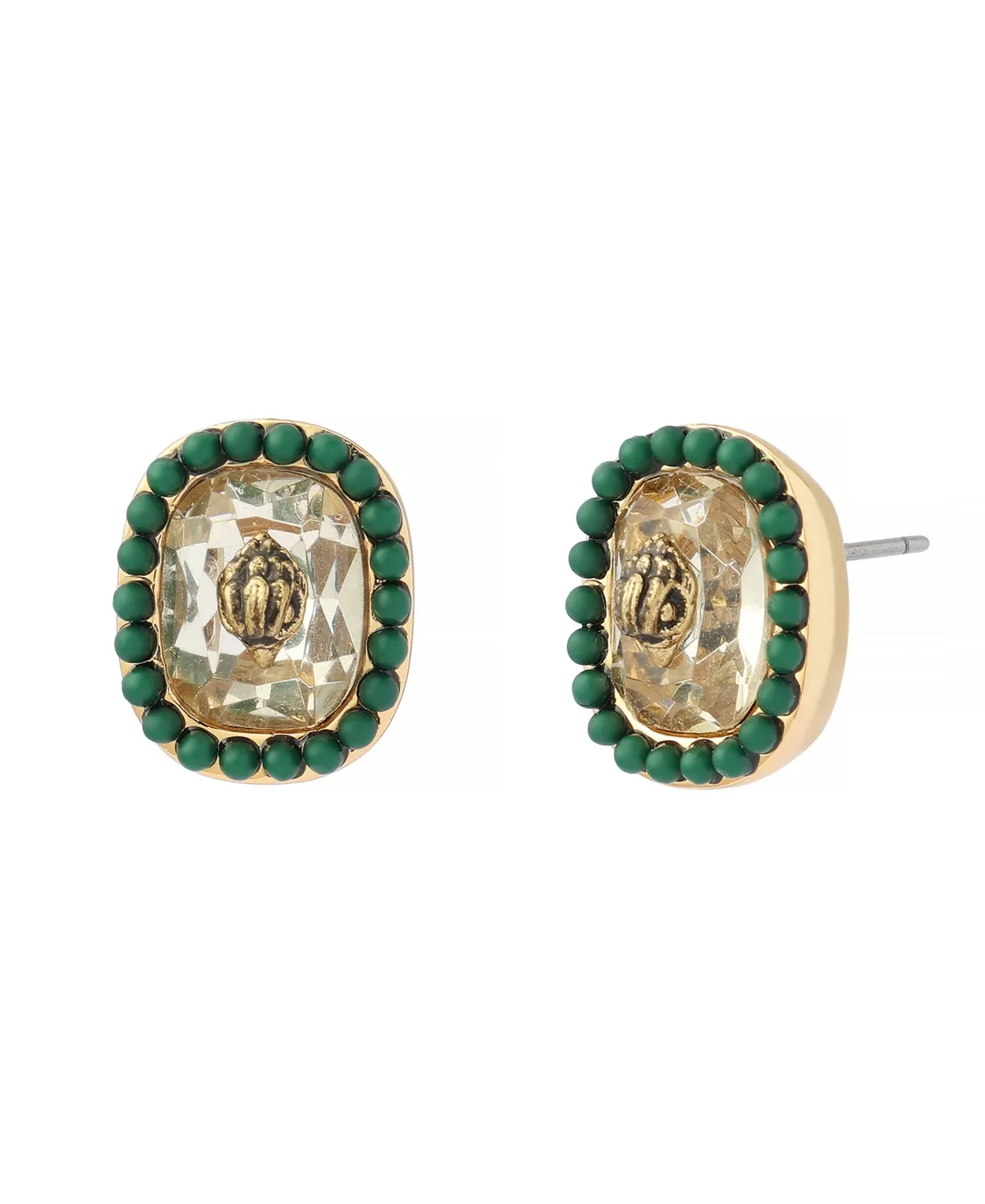 Imitation Pearl Gold-Tone Eagle-Square Stud Earrings by Kurt Geiger