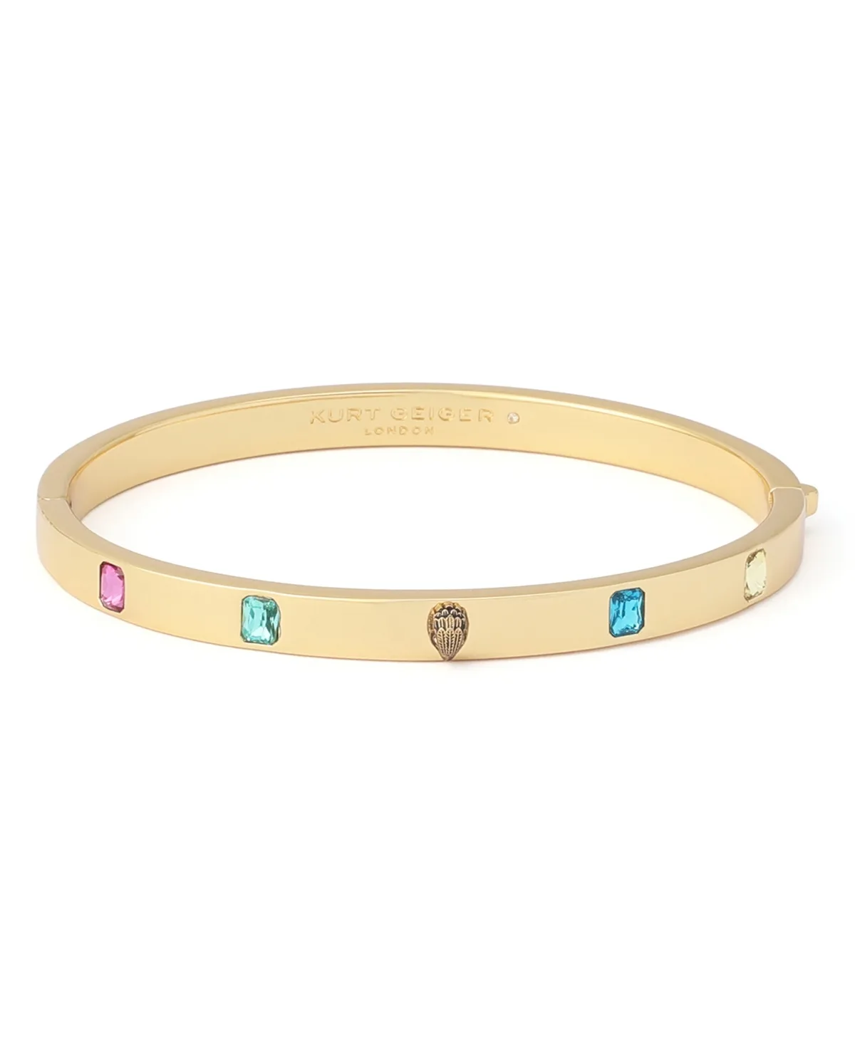 Glass Crystal Gold-Tone Eagle Stone Hinged Bangle Bracelet by Kurt Geiger