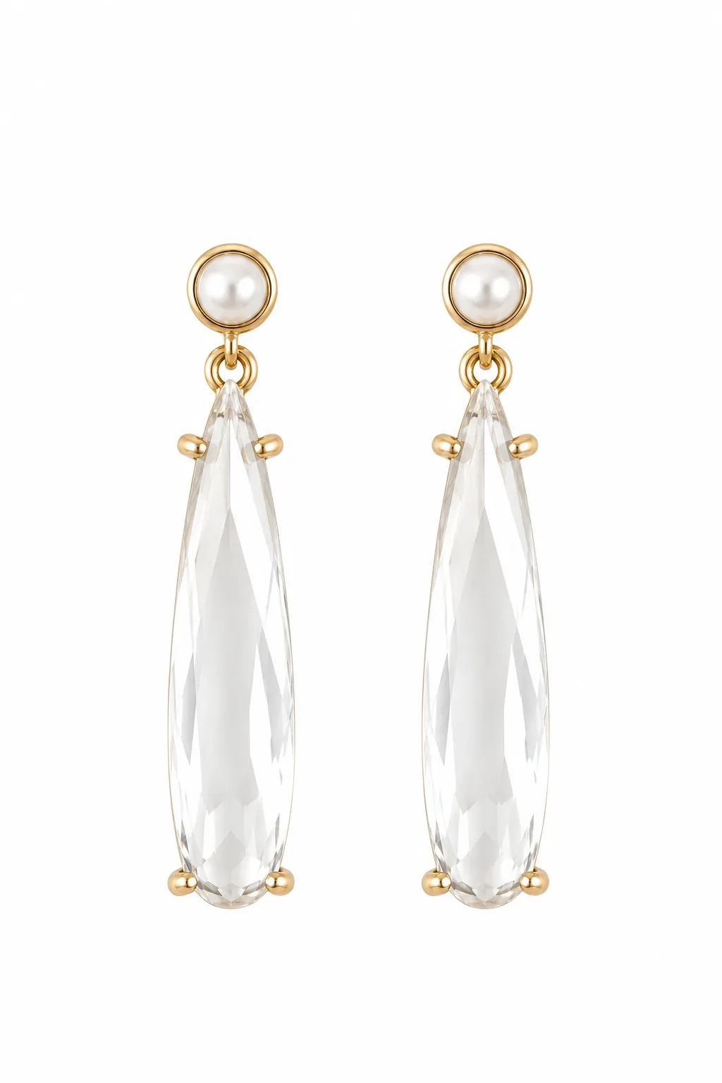 Imitation Pearl and Crystal / Gold-Tone Perla Drop Earrings by Ab Ellie