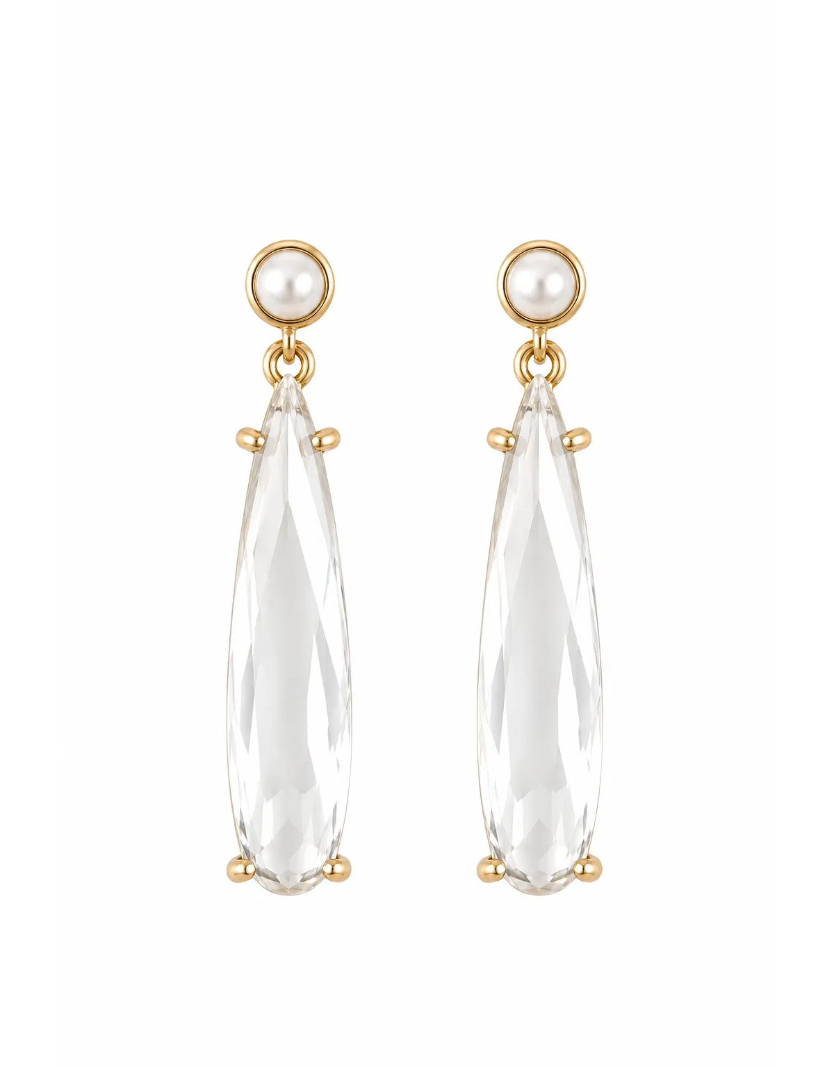 Imitation Pearl and Crystal / Gold-Tone Perla Drop Earrings