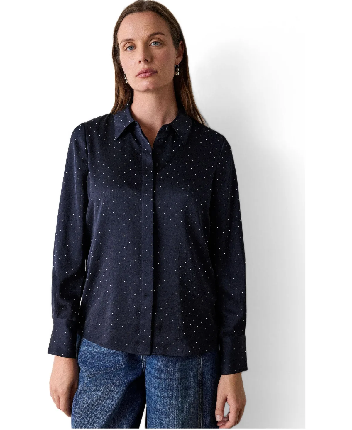 Hot Fix Hammered Studded Satin Shirt by Whistles