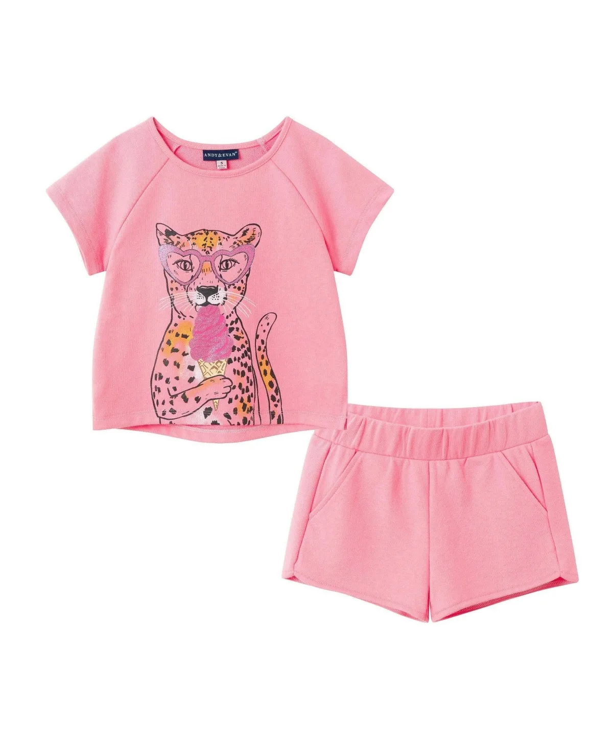 Glitter Cheetah French Terry Top and Short Set by Andy & Evan