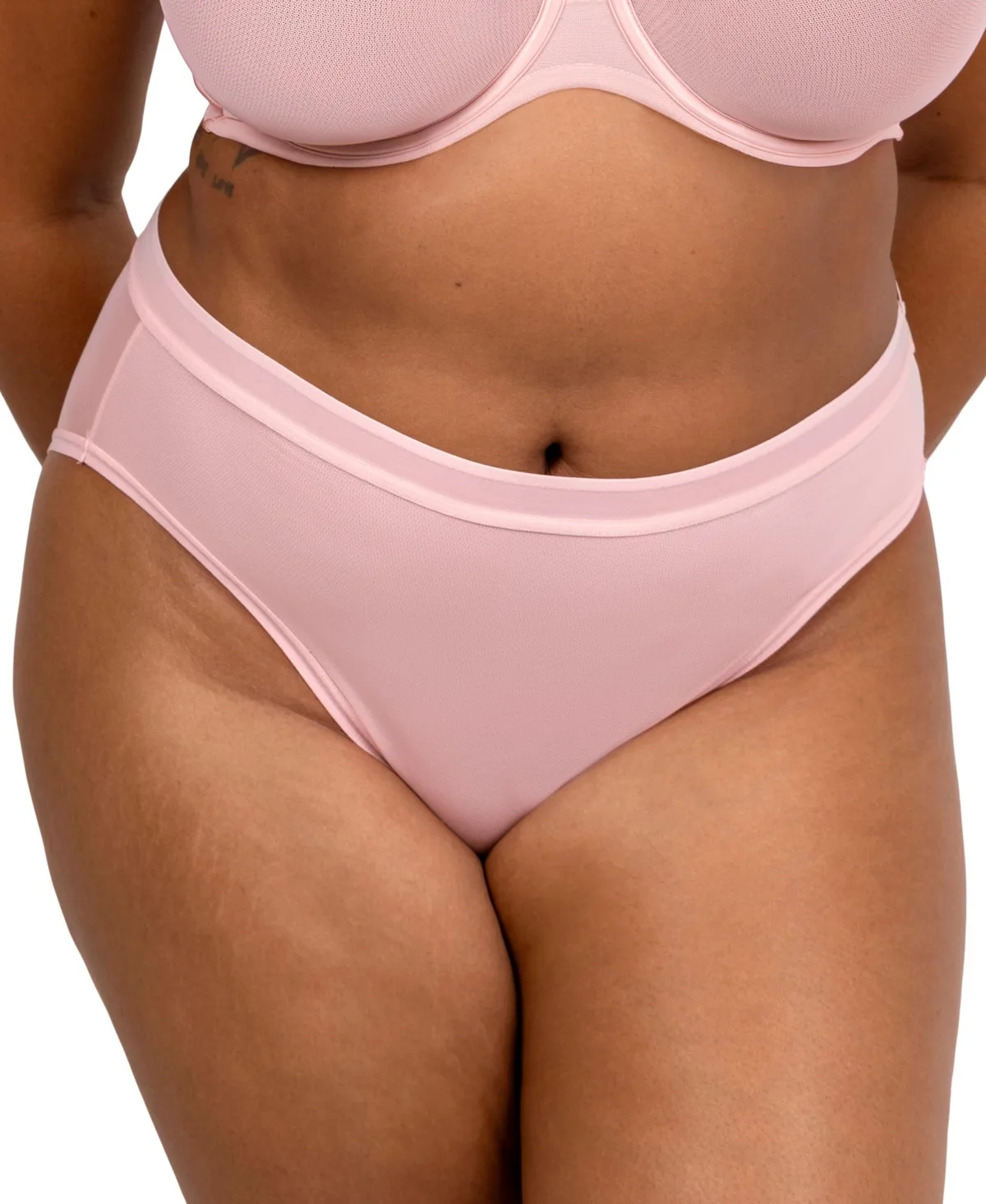 High-Cut Sheer-Mesh Cheeky Panty by Curvy Couture
