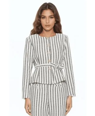 Arjun Striped Sweater Jacket Clio Striped Pants by Alexia Admor